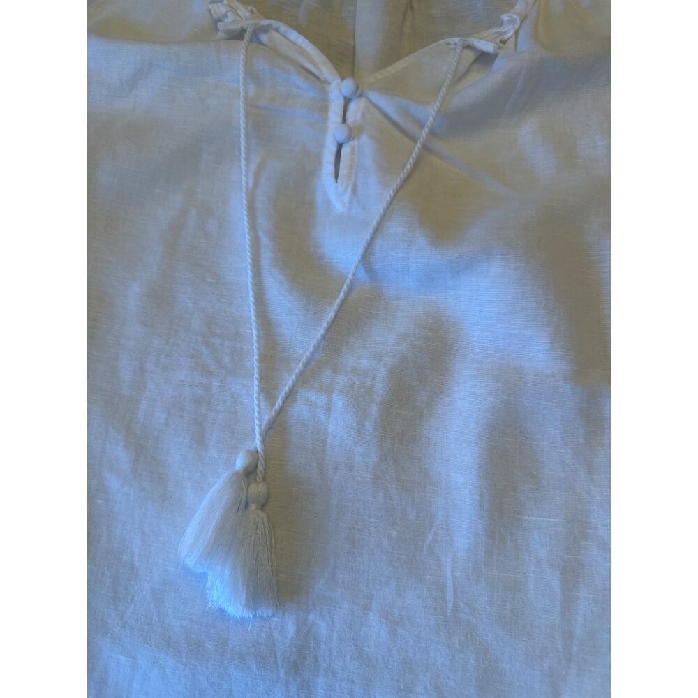 J.McLaughlin Womens Sleeveless Blouse Size M White Linen Cotton Blend Coastal - Picture 3 of 6